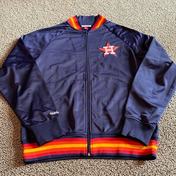 Mitchell & Ness Houston Astros Zip Up Jacket Size Large in Like New Condition